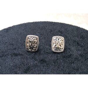 Vintage Silver alloy clip- on earrings feature intricate detailing